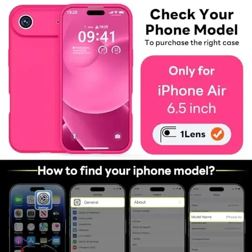 Vooii Magnetic for iPhone Air Case, Compatible with Magsafe (Premium Liquid Silicone) (Integrated Camera Control Button) Anti-Scratch Microfiber Lining for iPhone 17 Air 6.5 inch, Hot Pink - 2