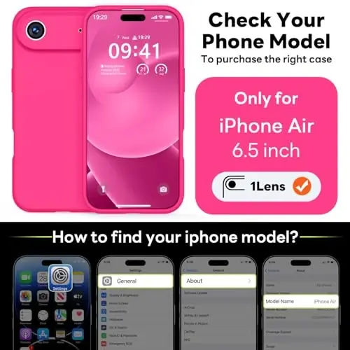 Vooii Magnetic for iPhone Air Case, Compatible with Magsafe (Premium Liquid Silicone) (Integrated Camera Control Button) Anti-Scratch Microfiber Lining for iPhone 17 Air 6.5 inch, Hot Pink - 2