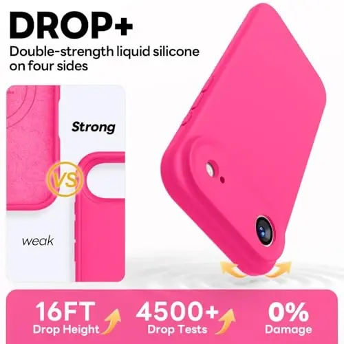 Vooii Magnetic for iPhone Air Case, Compatible with Magsafe (Premium Liquid Silicone) (Integrated Camera Control Button) Anti-Scratch Microfiber Lining for iPhone 17 Air 6.5 inch, Hot Pink - 4