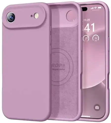 Vooii Magnetic for iPhone Air Case, Compatible with Magsafe (Premium Liquid Silicone) (Integrated Camera Control Button) Anti-Scratch Microfiber Lining for iPhone 17 Air 6.5 inch, Lavender Purple - 1