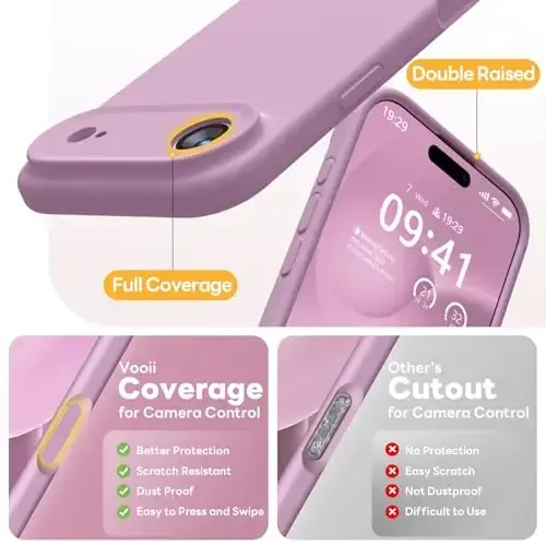 Vooii Magnetic for iPhone Air Case, Compatible with Magsafe (Premium Liquid Silicone) (Integrated Camera Control Button) Anti-Scratch Microfiber Lining for iPhone 17 Air 6.5 inch, Lavender Purple - 5