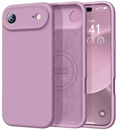 Vooii Magnetic for iPhone Air Case, Compatible with Magsafe (Premium Liquid Silicone) (Integrated Camera Control Button) Anti-Scratch Microfiber Lining for iPhone 17 Air 6.5 inch, Lavender Purple 