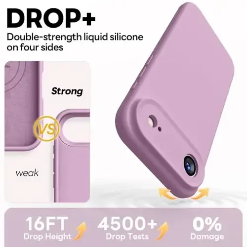 Vooii Magnetic for iPhone Air Case, Compatible with Magsafe (Premium Liquid Silicone) (Integrated Camera Control Button) Anti-Scratch Microfiber Lining for iPhone 17 Air 6.5 inch, Lavender Purple - 4