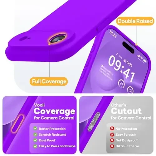 Vooii Magnetic for iPhone Air Case, Compatible with Magsafe (Premium Liquid Silicone) (Integrated Camera Control Button) Anti-Scratch Microfiber Lining for iPhone 17 Air 6.5 inch, Neon Purple - 5