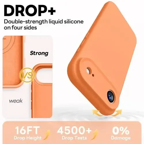 Vooii Magnetic for iPhone Air Case, Compatible with Magsafe (Premium Liquid Silicone) (Integrated Camera Control Button) Anti-Scratch Microfiber Lining for iPhone 17 Air 6.5 inch, Bright Orange - 4