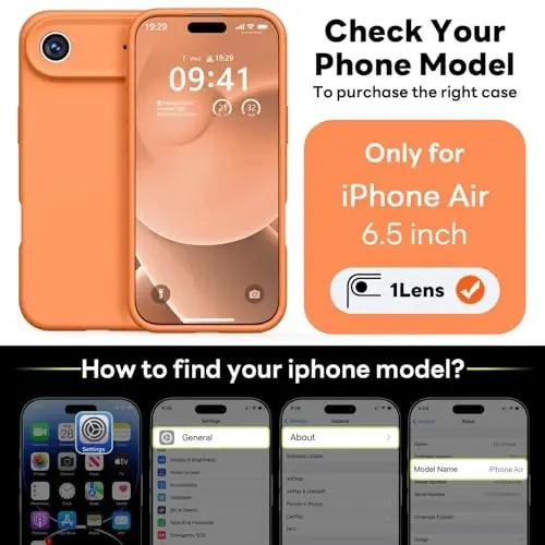 Vooii Magnetic for iPhone Air Case, Compatible with Magsafe (Premium Liquid Silicone) (Integrated Camera Control Button) Anti-Scratch Microfiber Lining for iPhone 17 Air 6.5 inch, Bright Orange - 2