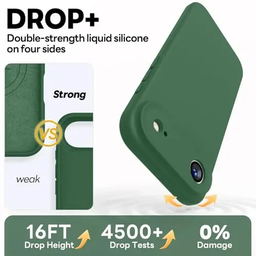 Vooii Magnetic for iPhone Air Case, Compatible with Magsafe (Premium Liquid Silicone) (Integrated Camera Control Button) Anti-Scratch Microfiber Lining for iPhone 17 Air 6.5 inch, Green - 4