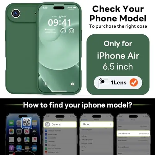 Vooii Magnetic for iPhone Air Case, Compatible with Magsafe (Premium Liquid Silicone) (Integrated Camera Control Button) Anti-Scratch Microfiber Lining for iPhone 17 Air 6.5 inch, Green - 2