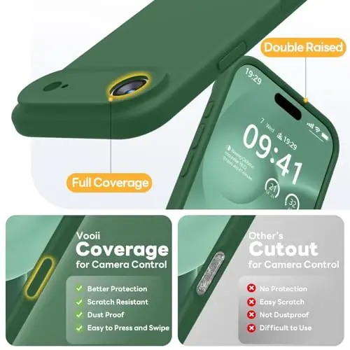 Vooii Magnetic for iPhone Air Case, Compatible with Magsafe (Premium Liquid Silicone) (Integrated Camera Control Button) Anti-Scratch Microfiber Lining for iPhone 17 Air 6.5 inch, Green - 5