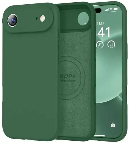 Vooii Magnetic for iPhone Air Case, Compatible with Magsafe (Premium Liquid Silicone) (Integrated Camera Control Button) Anti-Scratch Microfiber Lining for iPhone 17 Air 6.5 inch, Green - VOOII
