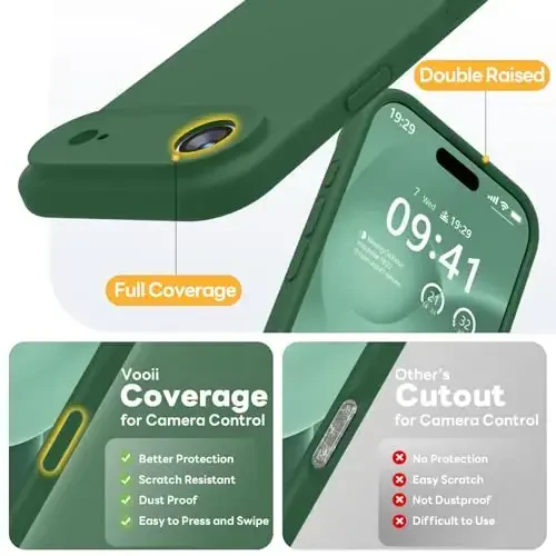 Vooii Magnetic for iPhone Air Case, Compatible with Magsafe (Premium Liquid Silicone) (Integrated Camera Control Button) Anti-Scratch Microfiber Lining for iPhone 17 Air 6.5 inch, Green - 5