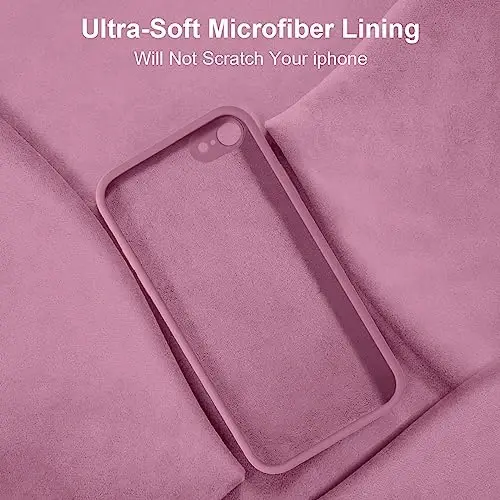 Vooii iPhone SE 2022/3./2020 Kılıfı, iPhone 8/7 Kılıfı, [Düz Kenarlı] [Kamera Korumalı] [Yumuşak Çizilmez Mikrofiber Astar] Yükseltilmiş Sıvı Silikon Telefon Kılıfı SE 4.7 için - Lavanta Moru - 1