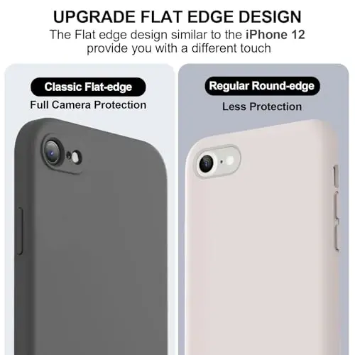 Vooii iPhone SE 2022/3rd/2020, iPhone 8/7 uchun g‘ilof, yangilangan suyuq silikon, [tekis qirralar], [kamera himoyasi], [yumshoq tirnalishga qarshi mikrofiber astar], iPhone SE uchun telefon g‘ilofi - to‘q kulrang - 3