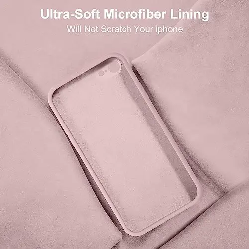Vooii iPhone SE Case 2022/3rd/2020, iPhone 8/7 Case, [Flat Edges] [Camera Protection] [Soft Anti-Scratch Microfiber Lining] bilan yangilangan suyuq silikon iPhone SE uchun telefon g'ilofi - Sand Pink - VOOII