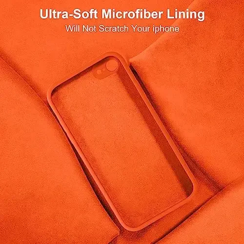 Vooii iPhone SE Case 2022/3rd/2020, iPhone 8/7 Case, [Yassi Qirralar] [Kamera Himoyasi] [Yumshoq Tirnalishga Qarshi Mikrofiber Astar] bilan yangilangan Suyuq Silikon iPhone SE uchun Telefon G'ilofi - Neon Apelsin - 6