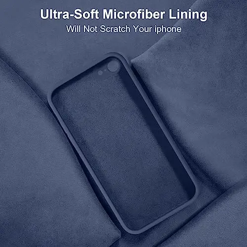 Vooii iPhone SE Case 2022/3rd/2020, iPhone 8/7 Case, [Yassi qirralar] [Kamera himoyasi] [Yumshoq tirnalishga qarshi mikrofiber astar] bilan yangilangan suyuq silikon iPhone SE uchun telefon qutisi - to'q ko'k - 6