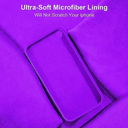 Vooii iPhone SE Kılıf 2022/3/2020, iPhone 8/7 Kılıf, [Düz Kenarlı] [Kamera Korumalı] [Yumuşak Çizilmez Mikrofiber Astar] Yükseltilmiş Sıvı Silikon Telefon Kılıfı iPhone SE için - Neon Mor 