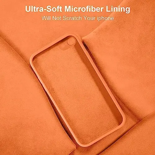 Vooii iPhone SE Kılıf 2022/3./2020, iPhone 8/7 Kılıf, [Düz Kenarlı] [Kamera Korumalı] [Yumuşak Çizilmez Mikrofiber Astar] Yükseltilmiş Sıvı Silikon Telefon Kılıfı iPhone SE için - Parlak Turuncu - VOOII