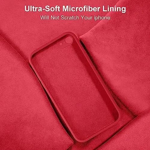 Vooii for iPhone SE Case 2022/3rd/2020,iPhone 8/7 Case, Upgraded Liquid Silicone with [Flat Edges] [Camera Protection] [Soft Anti-Scratch Microfiber Lining] Phone Case for iPhone SE - Red - 7