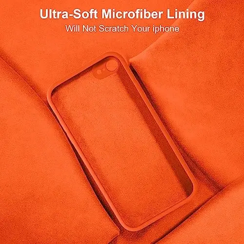 Vooii for iPhone SE Case 2022/3rd/2020,iPhone 8/7 Case, Upgraded Liquid Silicone with [Flat Edges] [Camera Protection] [Soft Anti-Scratch Microfiber Lining] Phone Case for iPhone SE - Neon Orange - 6