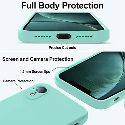 Vooii iPhone XR g'ilofi bilan mos keladi, [Yassi qirralar] [Kamera himoyasi] [Yumshoq tirnalishga qarshi mikrofiber astar] bilan takomillashtirilgan suyuq silikon iPhone 10 XR 6.1 dyuym uchun telefon g'ilofi - Dengiz ko'ki - 4