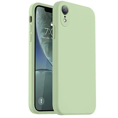 Vooii iPhone XR g‘ilofi bilan mos keladi, [Yassi qirralar] [Kamera himoyasi] [Yumshoq tirnalishga qarshi mikrofiber astar] bilan yangilangan suyuq silikon, iPhone 10 XR 6,1 dyuym uchun telefon g‘ilofi - Matcha - 1