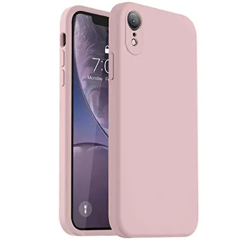 Vooii iPhone XR g'ilofi bilan mos keladi, [Yassi qirralar] [Kamera himoyasi] [Yumshoq tirnalishga qarshi mikrofiber astar] bilan yangilangan suyuq silikon, iPhone 10 XR 6.1 dyuym uchun telefon g'ilofi - Sand Pink 