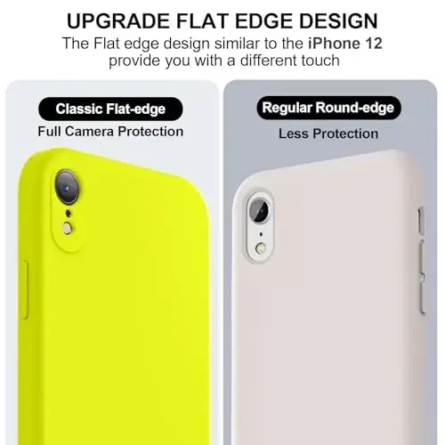 Vooii iPhone XR g‘ilofi bilan mos, yangilangan suyuq silikon [Yassi qirralar] [Kamera himoyasi] [Yumshoq tirnalishga qarshi mikrofiber astar] iPhone 10 XR 6,1 dyuym uchun telefon g‘ilofi - Neon limon - 3