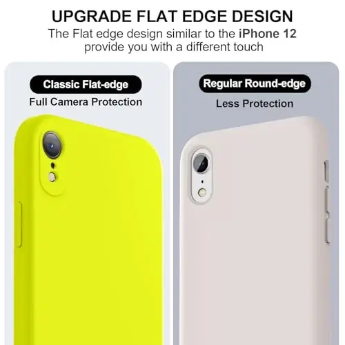 Vooii iPhone XR g‘ilofi bilan mos, yangilangan suyuq silikon [Yassi qirralar] [Kamera himoyasi] [Yumshoq tirnalishga qarshi mikrofiber astar] iPhone 10 XR 6,1 dyuym uchun telefon g‘ilofi - Neon limon - 3