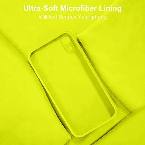 Vooii iPhone XR g‘ilofi bilan mos, yangilangan suyuq silikon [Yassi qirralar] [Kamera himoyasi] [Yumshoq tirnalishga qarshi mikrofiber astar] iPhone 10 XR 6,1 dyuym uchun telefon g‘ilofi - Neon limon - 6