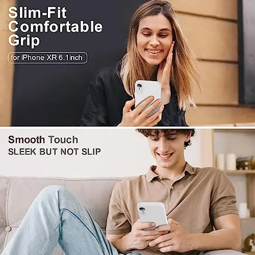 Vooii iPhone XR g‘ilofi bilan mos, yangilangan suyuq silikon [Yassi qirralar] [Kamera himoyasi] [Yumshoq tirnalishga qarshi mikrofiber astar] iPhone 10 XR 6.1 dyuym uchun telefon g‘ilofi - Oq - 2