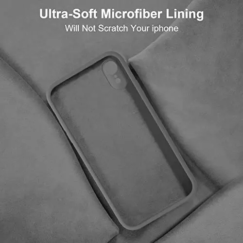 Vooii iPhone XR g‘ilofi bilan mos, yangilangan suyuq silikon [Yassi qirralar] [Kamera himoyasi] [Yumshoq tirnalishga qarshi mikrofiber astar] iPhone 10 XR 6.1 dyuym uchun telefon g‘ilofi - To‘q kulrang 