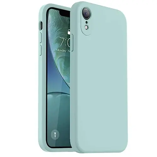 Vooii iPhone XR g‘ilofi bilan mos, [Yassi qirralar] [Kamera himoyasi] [Yumshoq chizishga qarshi mikrofiber astar] bilan yangilangan suyuq silikon iPhone 10 XR 6.1 dyuym uchun telefon g‘ilofi - Mint 