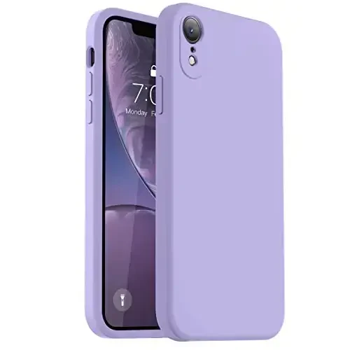 Vooii iPhone XR g‘ilofi bilan mos, [Yassi qirralar] [Kamera himoyasi] [Yumshoq tirnalishga qarshi mikrofiber astar] bilan takomillashtirilgan suyuq silikon, iPhone 10 XR 6,1 dyuym uchun telefon g‘ilofi - och binafsha 