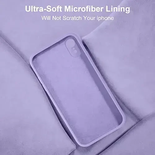 Vooii iPhone XR g‘ilofi bilan mos, [Yassi qirralar] [Kamera himoyasi] [Yumshoq tirnalishga qarshi mikrofiber astar] bilan takomillashtirilgan suyuq silikon, iPhone 10 XR 6,1 dyuym uchun telefon g‘ilofi - och binafsha - 6