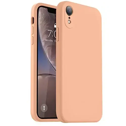 Vooii iPhone XR g‘ilofi bilan mos, [Yassi qirralar] [Kamera himoyasi] [Yumshoq tirnalishga qarshi mikrofiber astar] bilan yangilangan suyuq silikon iPhone 10 XR 6.1 dyuym uchun telefon g‘ilofi - Cantaloupe 