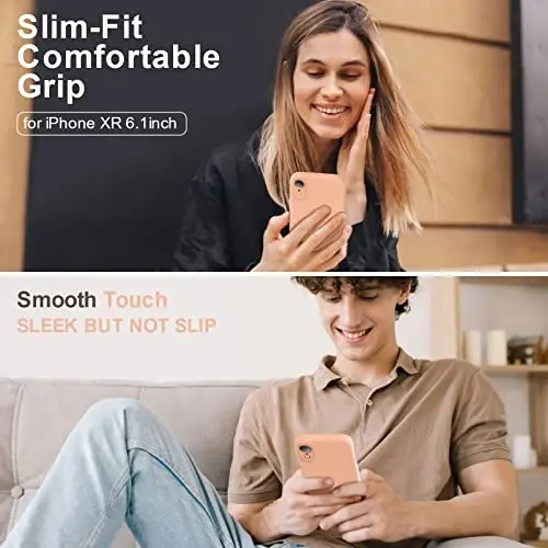 Vooii iPhone XR g‘ilofi bilan mos, [Yassi qirralar] [Kamera himoyasi] [Yumshoq tirnalishga qarshi mikrofiber astar] bilan yangilangan suyuq silikon iPhone 10 XR 6.1 dyuym uchun telefon g‘ilofi - Cantaloupe - 2