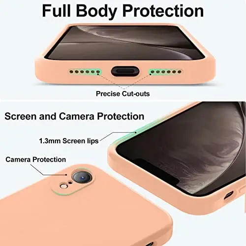 Vooii iPhone XR g‘ilofi bilan mos, [Yassi qirralar] [Kamera himoyasi] [Yumshoq tirnalishga qarshi mikrofiber astar] bilan yangilangan suyuq silikon iPhone 10 XR 6.1 dyuym uchun telefon g‘ilofi - Cantaloupe - 4