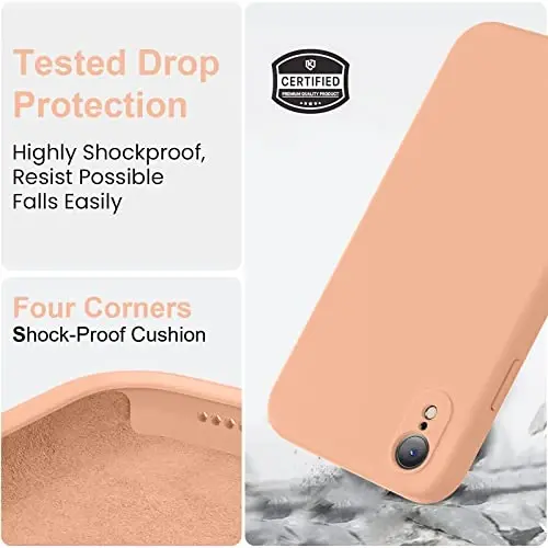 Vooii iPhone XR g‘ilofi bilan mos, [Yassi qirralar] [Kamera himoyasi] [Yumshoq tirnalishga qarshi mikrofiber astar] bilan yangilangan suyuq silikon iPhone 10 XR 6.1 dyuym uchun telefon g‘ilofi - Cantaloupe - 5