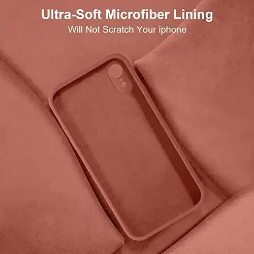 Vooii iPhone XR g‘ilofi bilan mos, [Yassi qirralar] [Kamera himoyasi] [Yumshoq tirnalishga qarshi mikrofiber astar] bilan yangilangan suyuq silikon iPhone 10 XR 6.1 dyuym uchun telefon g‘ilofi - Caramel - 6