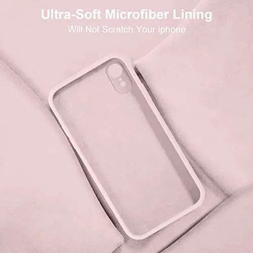 Vooii iPhone XR g‘ilofi bilan mos, [Yassi qirralar] [Kamera himoyasi] [Yumshoq tirnalishga qarshi mikrofiber astar] bilan yangilangan suyuq silikon iPhone 10 XR 6.1 dyuym uchun telefon g‘ilofi - Chalk pushti - VOOII