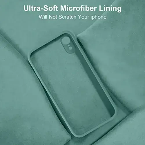 Vooii iPhone XR g‘ilofi bilan mos, [Yassi qirralar] [Kamera himoyasi] [Yumshoq tirnalishga qarshi mikrofiber astar] bilan yangilangan suyuq silikon iPhone 10 XR 6.1 dyuym uchun telefon g‘ilofi - qarag‘ay yashili - 6