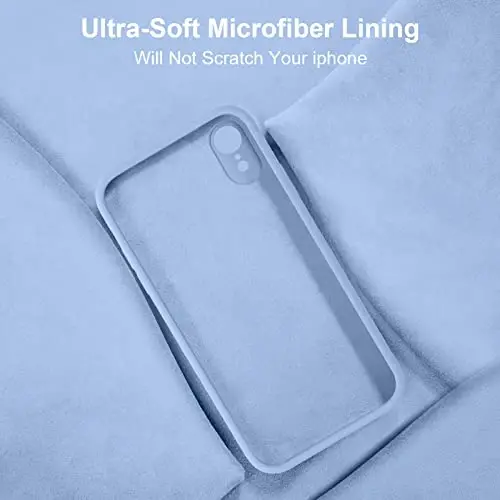 Vooii Compatible with iPhone XR Case, Upgraded Liquid Silicone with [Flat Edges] [Camera Protection] [Soft Anti-Scratch Microfiber Lining] Phone Case for iPhone 10 XR 6.1 inch - Light Blue 