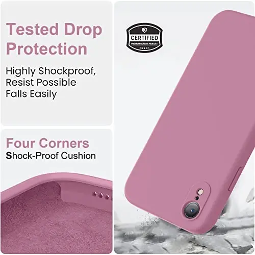 Vooii iPhone XR uchun g'ilof bilan mos keladi, [Yassi qirralar] [Kamera himoyasi] [Yumshoq tirnalishga qarshi mikrofiber astar] bilan yangilangan suyuq silikon iPhone 10 XR 6.1 dyuym uchun telefon g'ilofi - Lavanda binafsha - 5