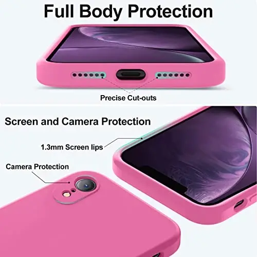 Vooii iPhone XR uchun g‘ilof bilan mos keladi, [Yassi qirralar] [Kamera himoyasi] [Yumshoq tirnalishga qarshi mikrofiber astar] bilan yangilangan suyuq silikon iPhone 10 XR 6.1 dyuym uchun telefon g‘ilofi - Pitaya - 4