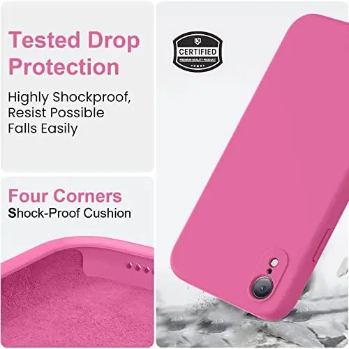 Vooii iPhone XR uchun g‘ilof bilan mos keladi, [Yassi qirralar] [Kamera himoyasi] [Yumshoq tirnalishga qarshi mikrofiber astar] bilan yangilangan suyuq silikon iPhone 10 XR 6.1 dyuym uchun telefon g‘ilofi - Pitaya - 5
