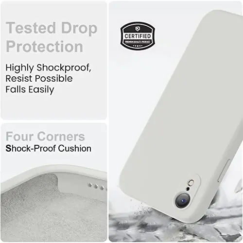 Vooii iPhone XR uchun g‘ilof bilan mos, [Yassi qirralar] [Kamera himoyasi] [Yumshoq tirnalishga qarshi mikrofiber astar] bilan yangilangan suyuq silikon, iPhone 10 XR 6.1 dyuym uchun telefon g‘ilofi - Tosh - 5