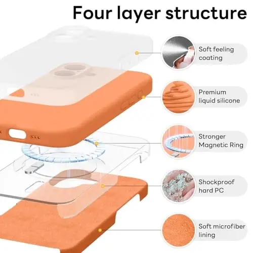Vooii Magnetic for iPhone 17 Case, Compatible with Magsafe (Premium Liquid Silicone) (Integrated Camera Control Button) Full Body Protective Anti-Scratch Microfiber Lining 6.3