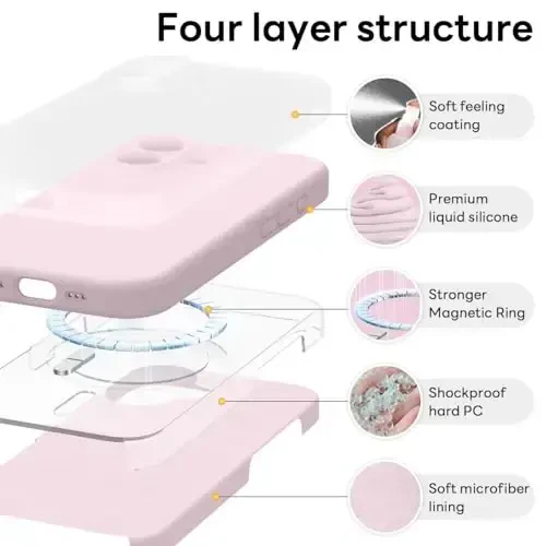 Vooii Magnetic for iPhone 17 Case, Compatible with Magsafe (Premium Liquid Silicone) (Integrated Camera Control Button) Full Body Protective Anti-Scratch Microfiber Lining 6.3