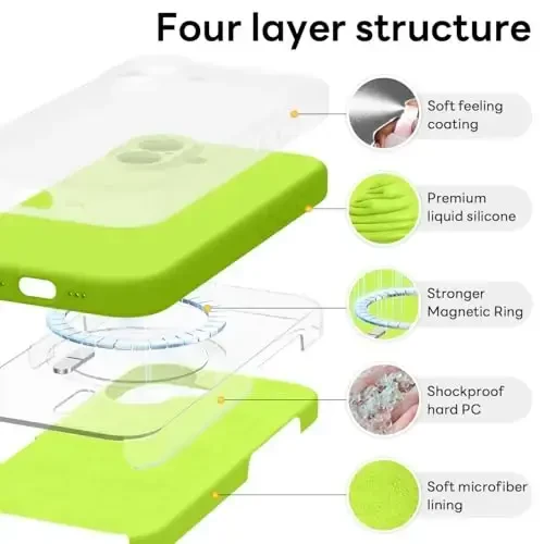 Vooii Magnetic for iPhone 17 Case, Compatible with Magsafe (Premium Liquid Silicone) (Integrated Camera Control Button) Full Body Protective Anti-Scratch Microfiber Lining 6.3